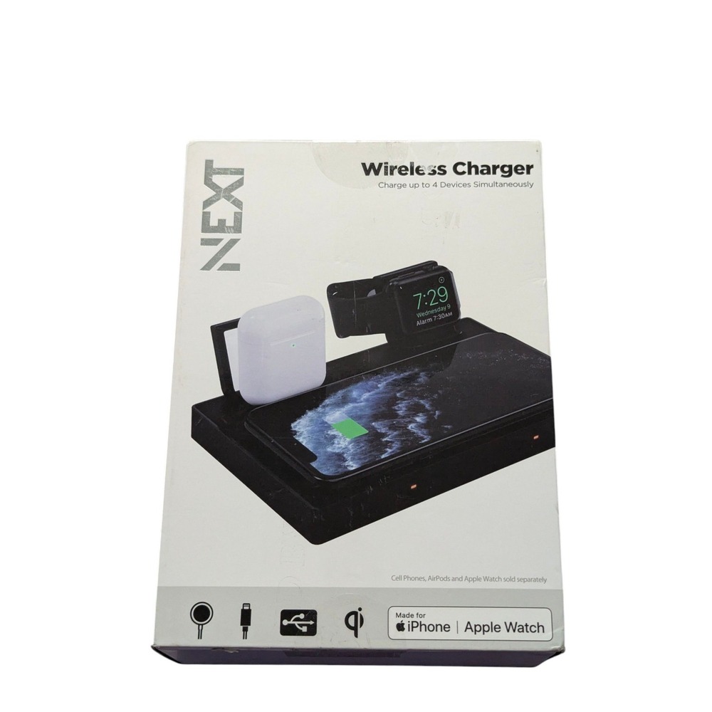 Oo3O NEXT 4-in-1 10W Wireless Charging Pad Apple iPhone, Watch, Airpods - Black
